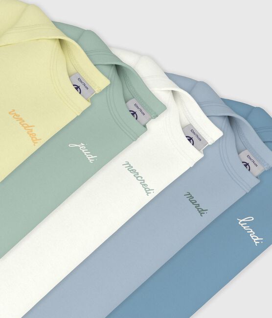 Juego de bodies lisos de algodón de manga corta para bebé variante 1