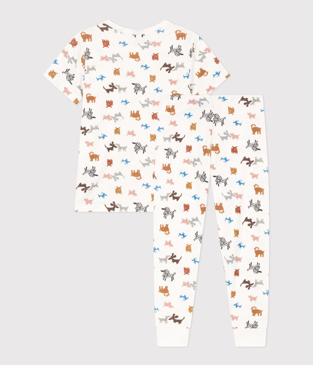 Pijama de manga corta de algod&oacute;n para ni&ntilde;o/ni&ntilde;a blanco/multicolor