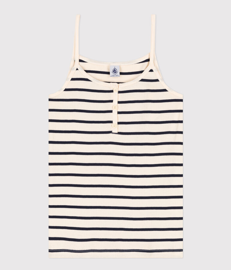 Camiseta de tirantes de algod&oacute;n para mujer blanco AVALANCHE/azul SMOKING