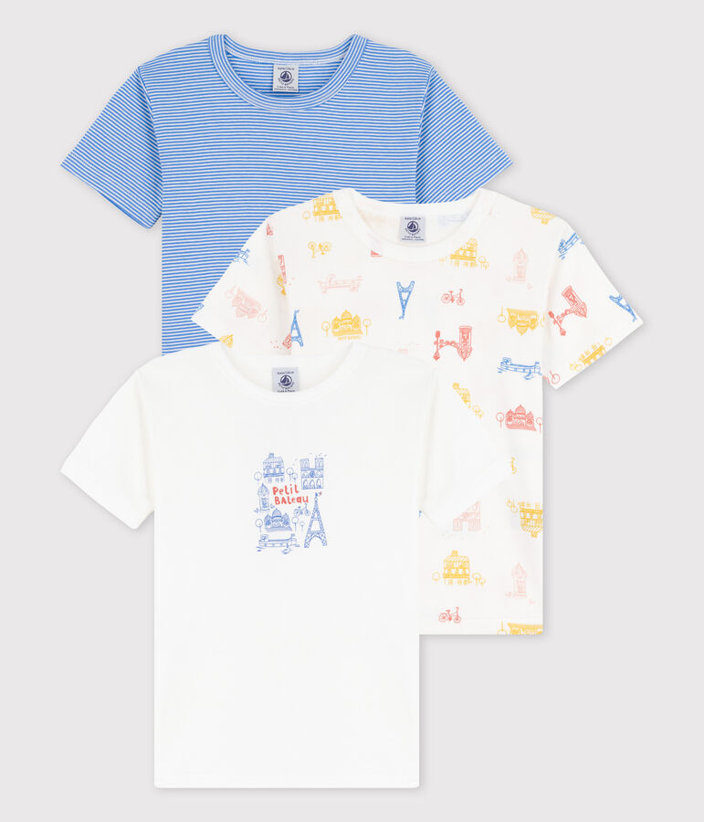 Juego de 3 camisetas de manga corta de Par&iacute;s de algod&oacute;n de ni&ntilde;o multicolor
