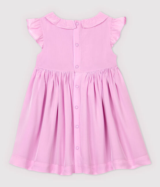 Vestido de manga corta de crepé de bebé niña rosa BOHEME