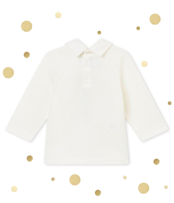 Polo liso para bebé niño blanco MARSHMALLOW