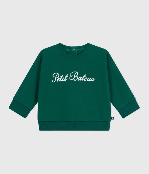 Sudadera de algod&oacute;n con bordado Petit Bateau para beb&eacute; verde
