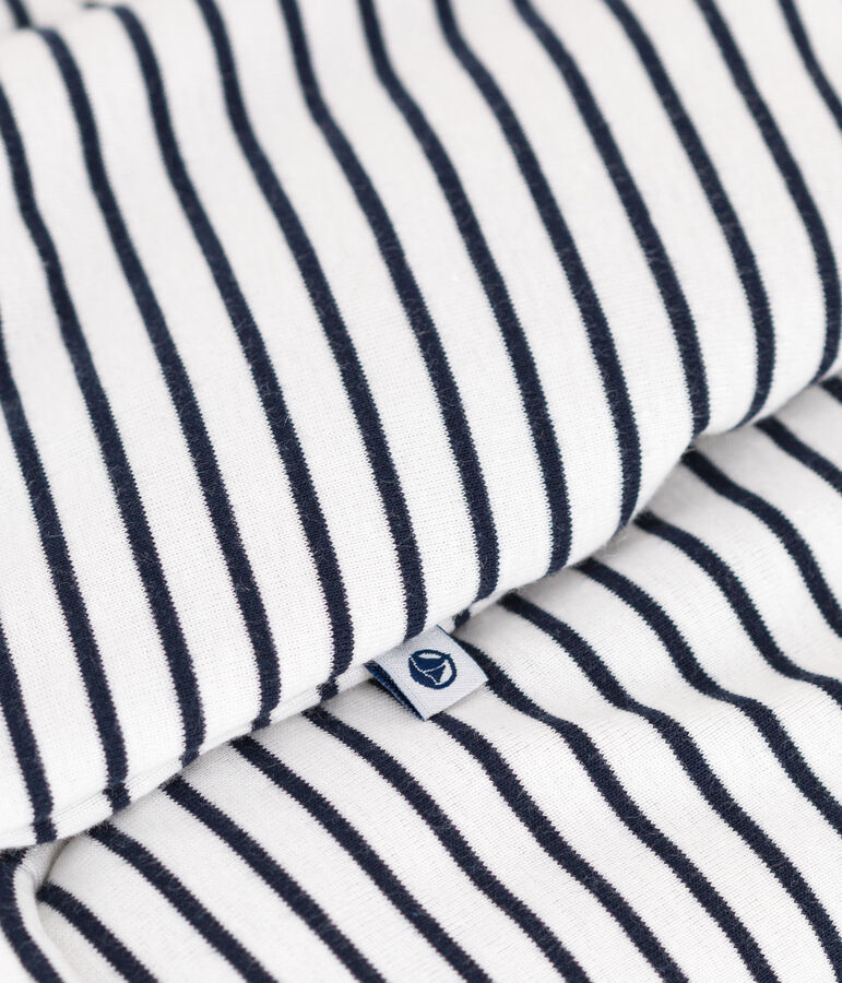 Mono largo acolchado con capucha de algod&oacute;n para beb&eacute; blanco/azul