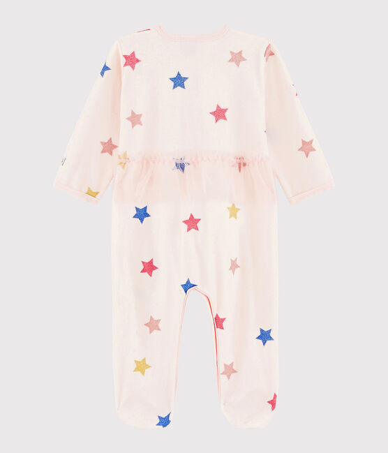 Pelele de terciopelo con estrellas para bebé niña rosa FLEUR/blanco MULTICO