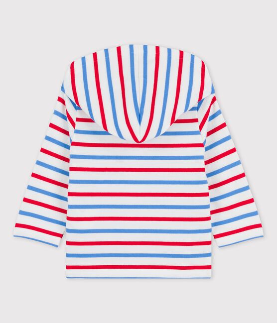 Sudadera con capucha a rayas de jersey grueso para bebé blanco MARSHMALLOW/blanco MULTICO