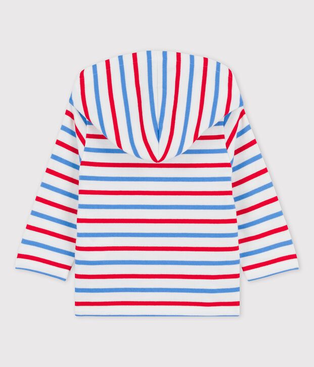 Sudadera con capucha a rayas de jersey grueso para beb&eacute; blanco/multicolor