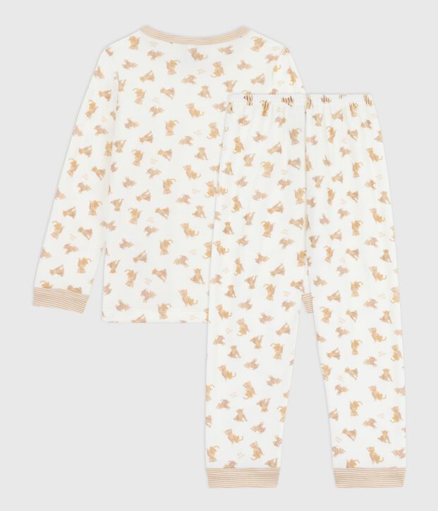 Pijama infantil de terciopelo con estampado de leopardos crudo/multicolor