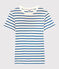 Camiseta L'ICONIQUE con cuello redondo de algodón orgánico de mujer blanco MARSHMALLOW/azul DELFT
