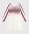 Vestido infantil de manga larga de algodón y tul rojo MILK/ AMARANTE