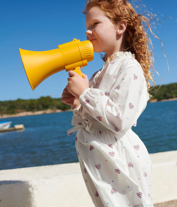 Blusa infantil de manga larga de algod&oacute;n con corazones crudo/multicolor