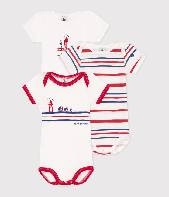Juego de 3 bodis de algodón de manga corta para bebé Variante 1 OVS