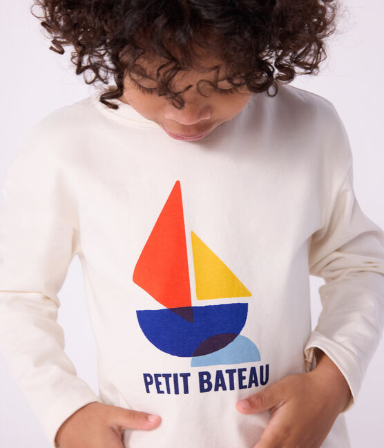 Camiseta infantil de algodón de manga larga con estampado crudo MILK