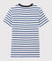 Camiseta de cuello redondo emblemática de algodón de mujer blanco MARSHMALLOW/azul SURF