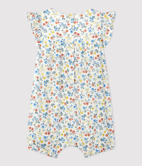 Mono corto de popelina con estampado de flores para bebé blanco MARSHMALLOW/blanco MULTICO