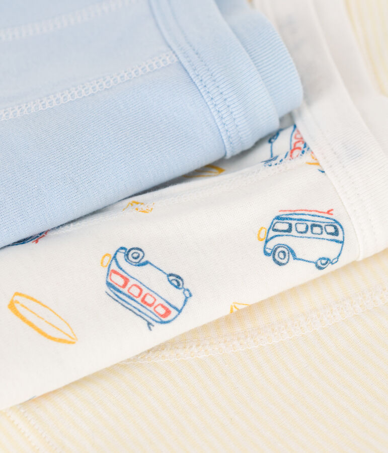 Juego de 3 b&oacute;xeres infantiles de algod&oacute;n con ribete en la cintura y estampado de furgonetas multicolor