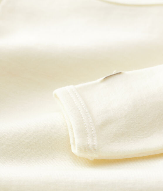 Body de manga larga para bebé de lana y algodón blanco MARSHMALLOW