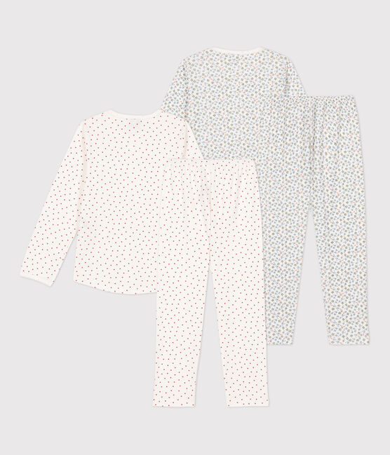 Juego de 2 pijamas de algodón con flores para niña variante 1