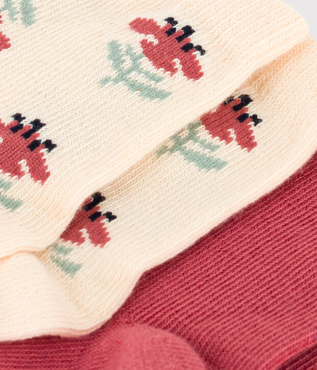 Juego de 2 pares de calcetines de punto de algod&oacute;n con flores para beb&eacute; multicolor