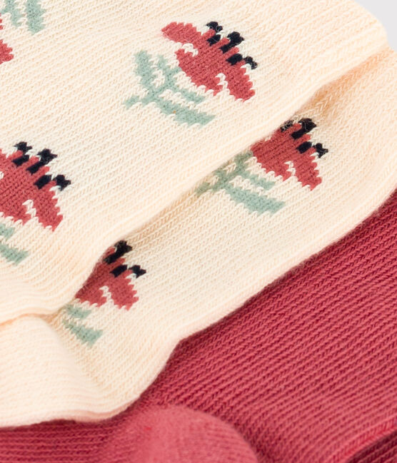 Juego de 2 pares de calcetines de punto de algodón con flores para bebé variante 2