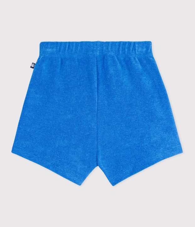 Shorts lisos de rizo para beb&eacute; azul
