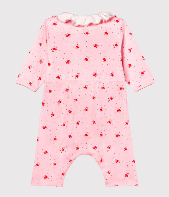 Bodyjama sin pies de punto 1x1 estampado para bebé niña rosa VIENNE/blanco MULTICO