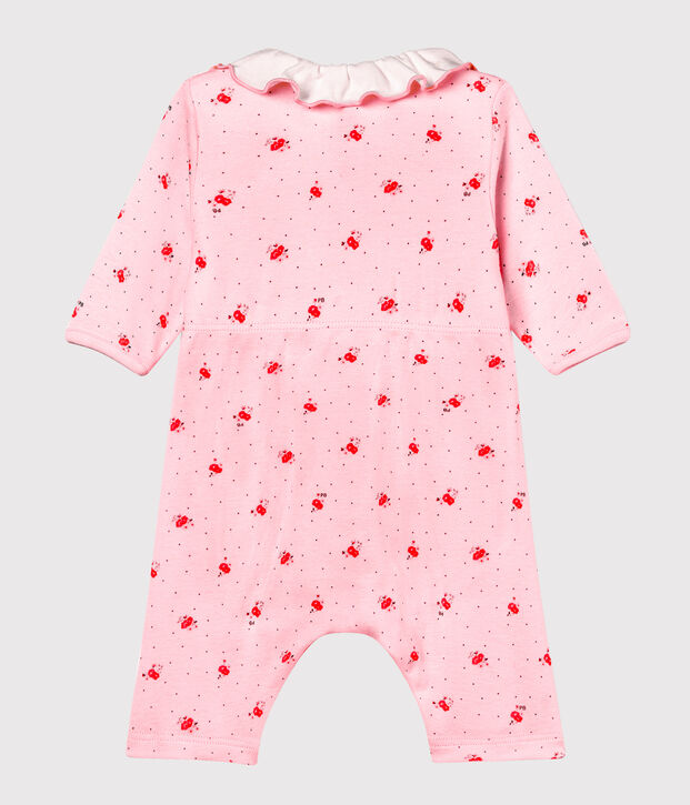 Bodyjama sin pies de punto 1x1 estampado para beb&eacute; ni&ntilde;a rosa/multicolor