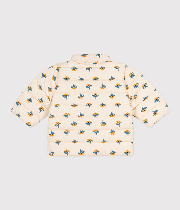 Abrigo estampado con capucha retr&aacute;ctil de beb&eacute; crudo/multicolor