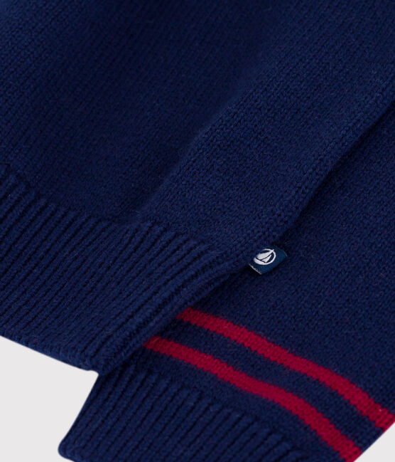 Jersey infantil de cuello alto de lana y algodón con estampados azul SOIR/ MULTICO