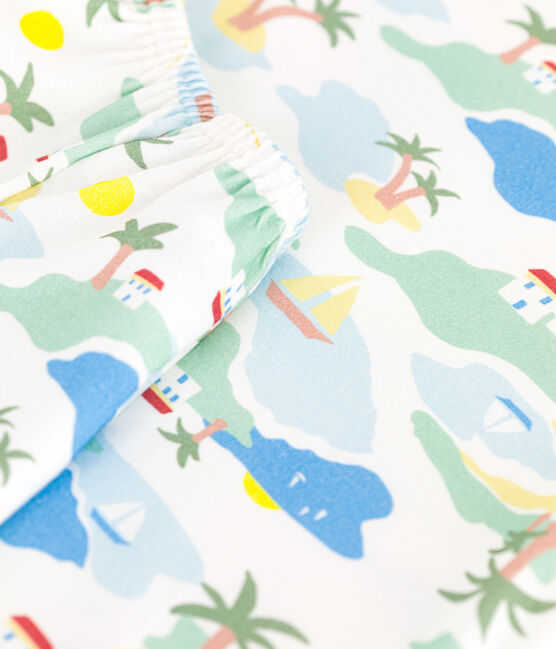 Pijama infantil corto de algodón con estampado blanco MARSHMALLOW/blanco MULTICO