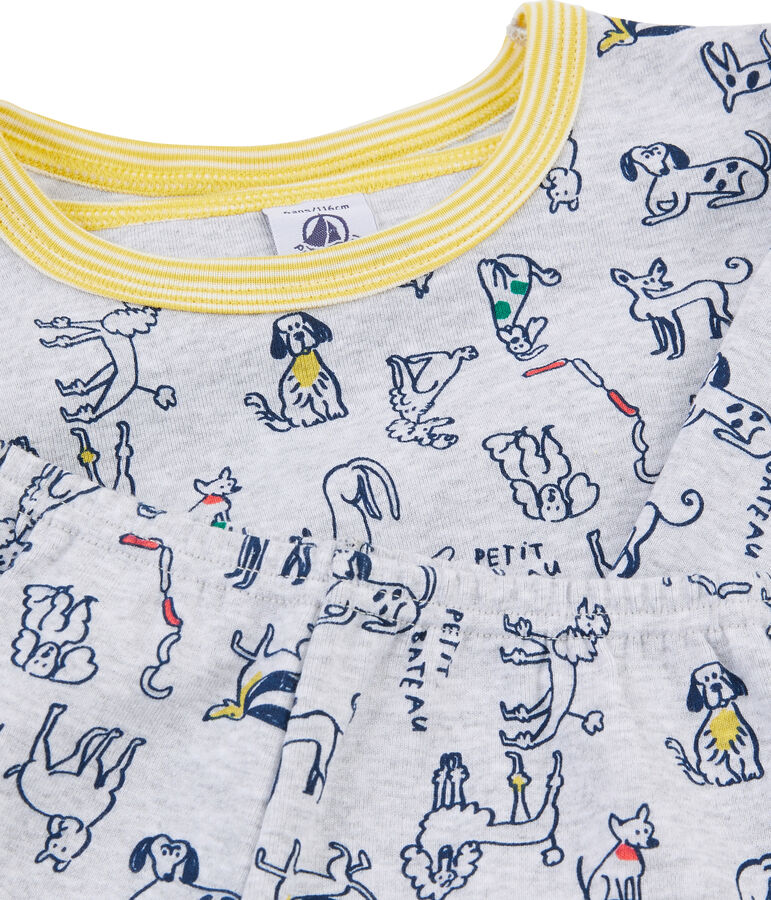 Pijama de punto para ni&ntilde;o gris BELUGA/blanco MULTICO