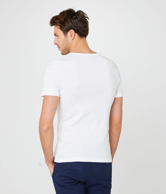 Camiseta manga corta de cuello pico para hombre blanco ECUME