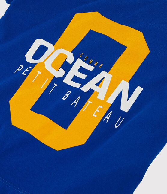 Camiseta de manga corta de punto de niño azul SURF