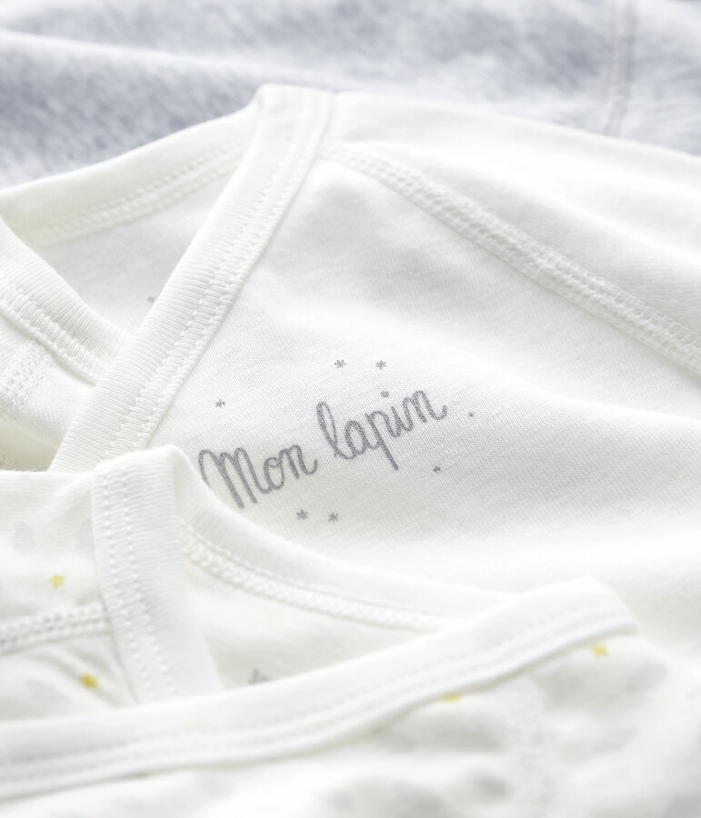 Lote de 3 bodys cruzados de manga corta de beb&eacute; de algod&oacute;n ecol&oacute;gico multicolor