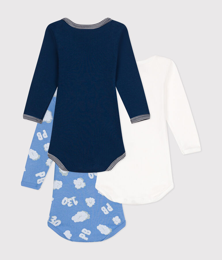 Juego de 3 bodis de beb&eacute; de manga larga de algod&oacute;n multicolor