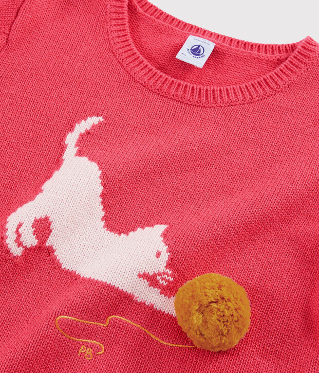 Jersey de lana y algod&oacute;n para ni&ntilde;a rosa