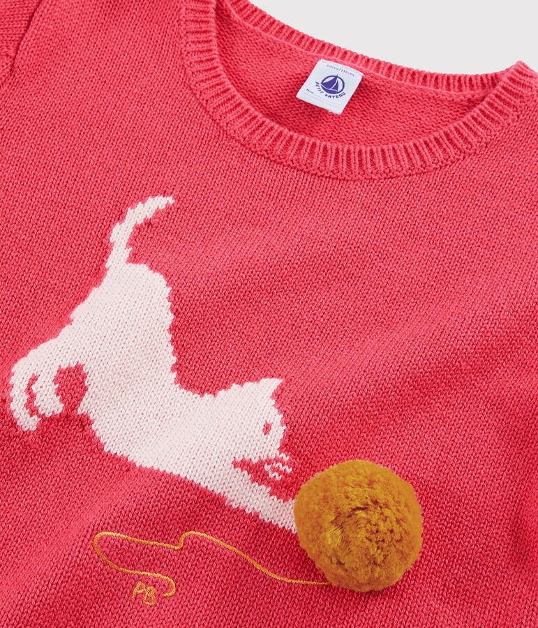 Jersey de lana y algod&oacute;n para ni&ntilde;a rosa ROSE FLASHY