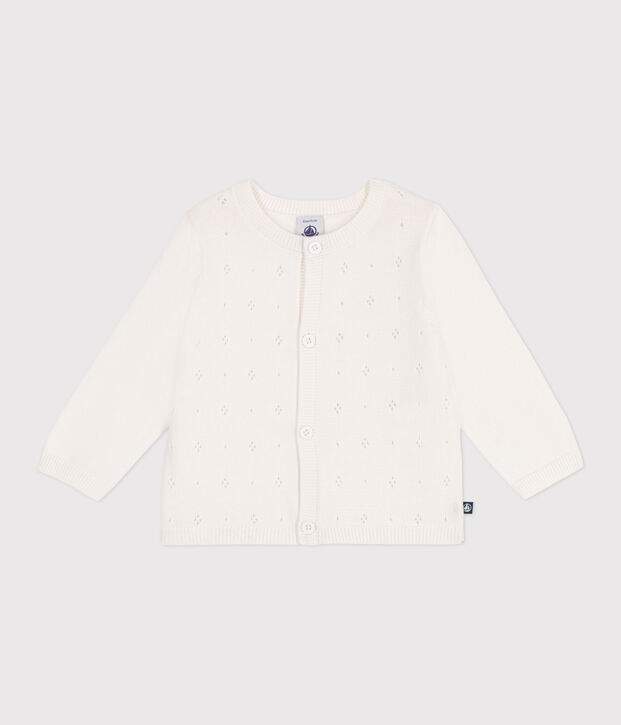 C&aacute;rdigan de algod&oacute;n de punto de fantas&iacute;a para beb&eacute; blanco