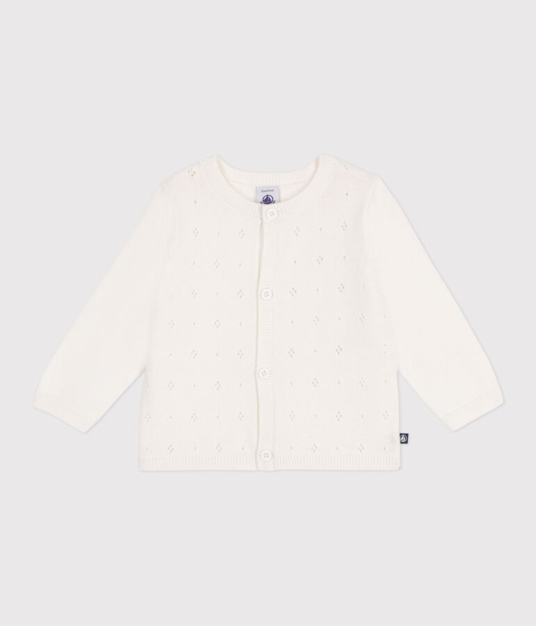 C&aacute;rdigan de algod&oacute;n de punto de fantas&iacute;a para beb&eacute; blanco