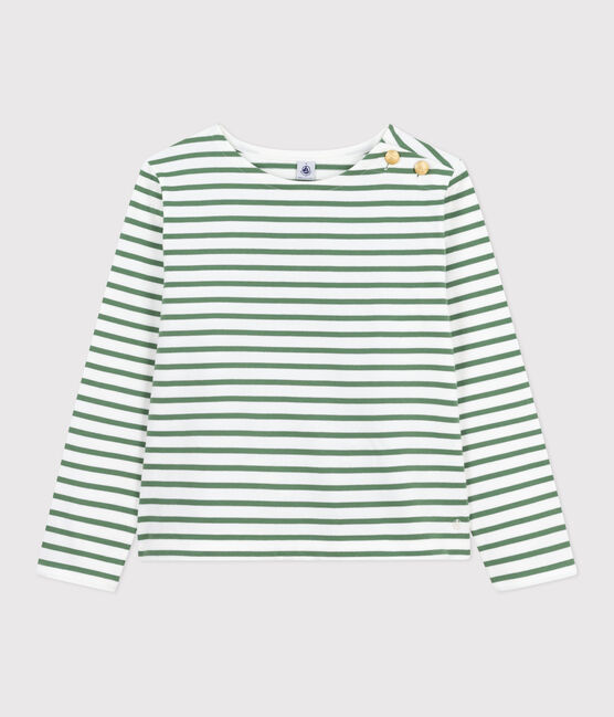 Marinera de algodón de manga larga para mujer verde MARSHMALLOW/ PALMERAIE