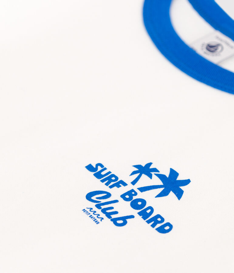 Camiseta infantil de manga corta de algod&oacute;n con estampado blanco