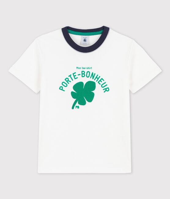 Camiseta de algodón de manga corta para niño blanco MARSHMALLOW