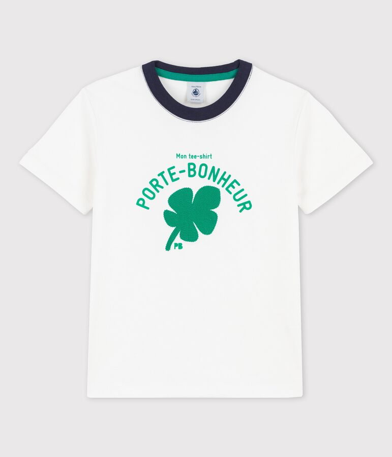 Camiseta de algod&oacute;n de manga corta para ni&ntilde;o blanco