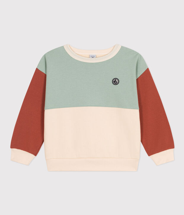 Sudadera color block de mulet&oacute;n para ni&ntilde;o crudo/multicolor