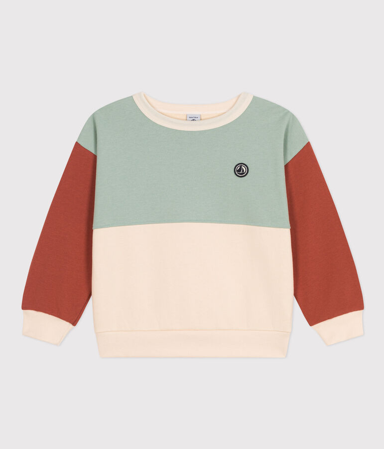 Sudadera color block de mulet&oacute;n para ni&ntilde;o crudo/multicolor