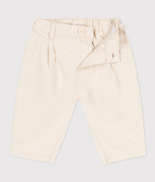 Pantal&oacute;n de tejido vaquero para beb&eacute; beige