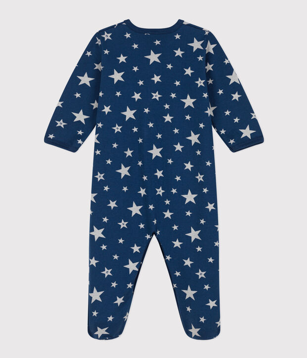 Pijama de felpa con estrellas fosforescentes para beb&eacute; azul/blanco