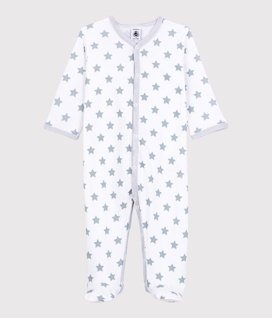 Pijama enterizo con estrellas grises de bebé de algodón blanco ECUME/gris MISTIGRI
