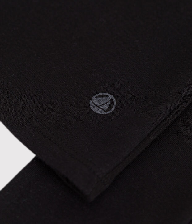 Camiseta Iconique de manga larga de algod&oacute;n liso para mujer con cuello en V negro