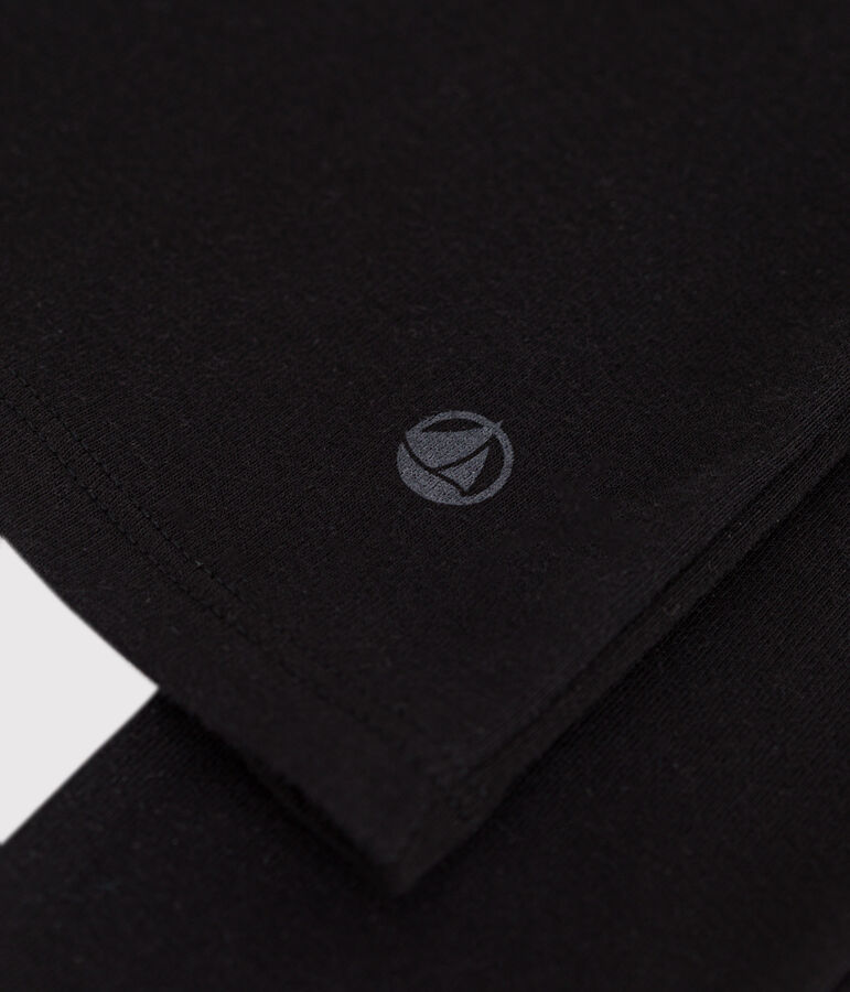 Camiseta Iconique de manga larga de algod&oacute;n liso para mujer con cuello en V negro